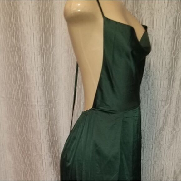 Satin Formal Dress Sexy V Neck Backless Maxi Cocktail Party Wedding SZ Medium - Picture 6 of 11